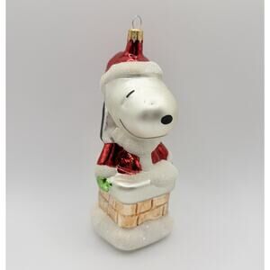 Kurt Adler Snoopy Chimney Glass Christmas Ornament Peanuts Official UFS License